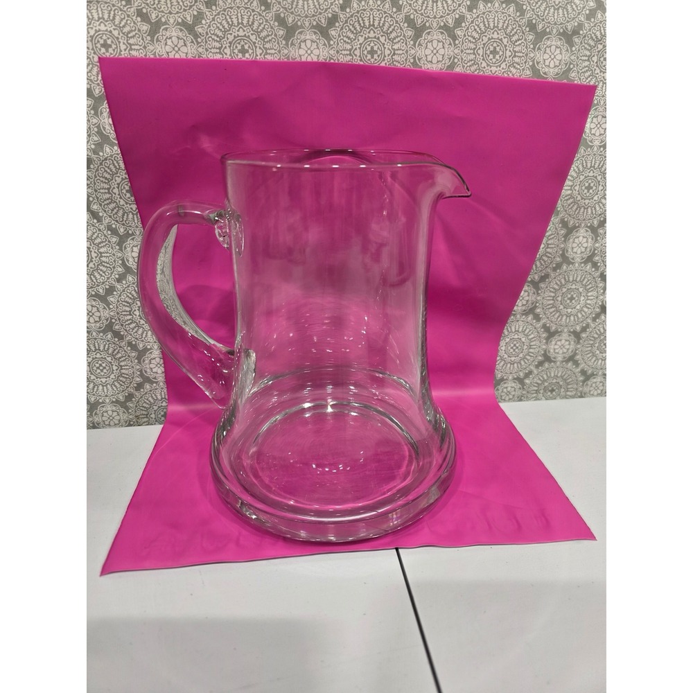 Elegant Glass Pitcher‎ Drink Serving Beverage Water Juice Carafe Flat Bottom MCM